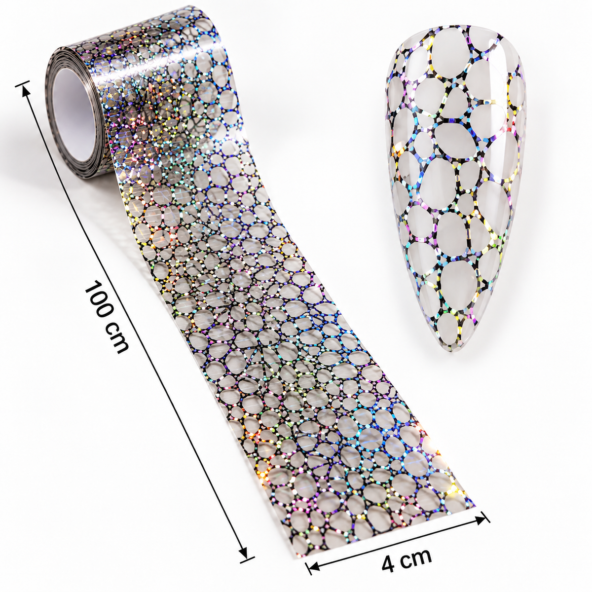 Foil Nail Art Mosaïque Argentée Holographique – 1 m