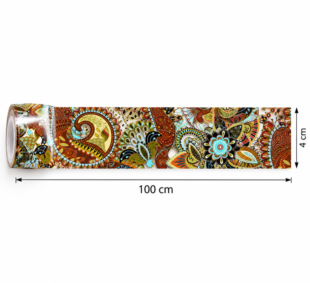Foil Nail Art Bohème Rétro – Motifs cachemire et fleurs – 1 m