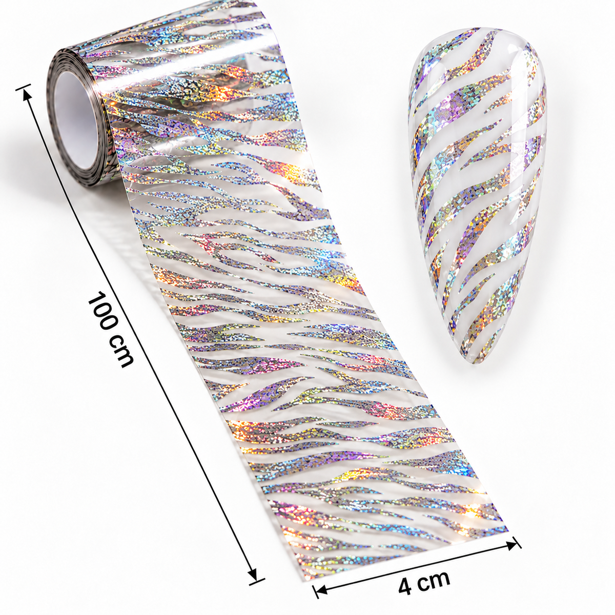 Foil Nail Art Tigré Argenté Holographique – 1 m