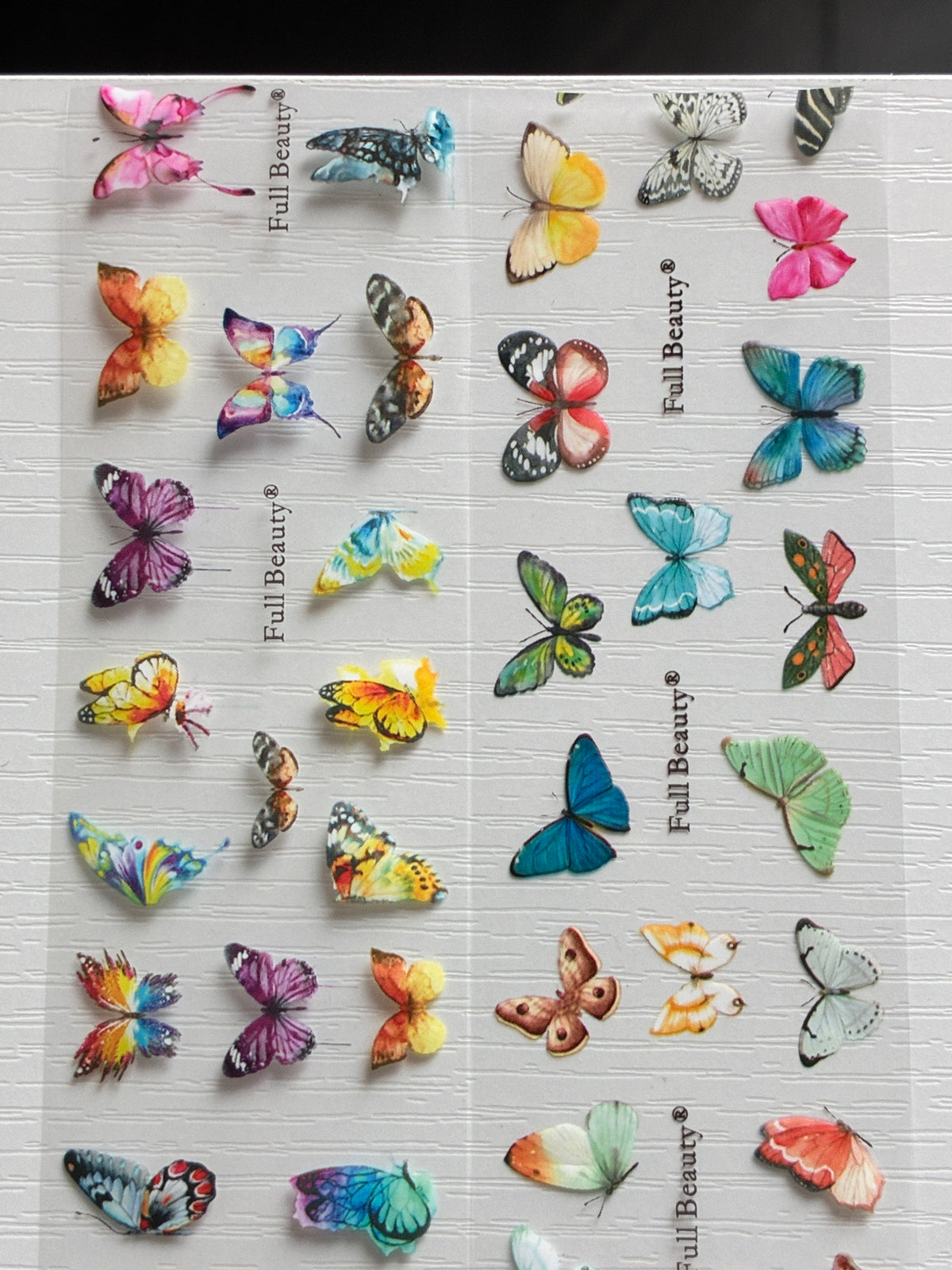 Foils Nail Art – Papillons multicolores et pastel – Lot de 2