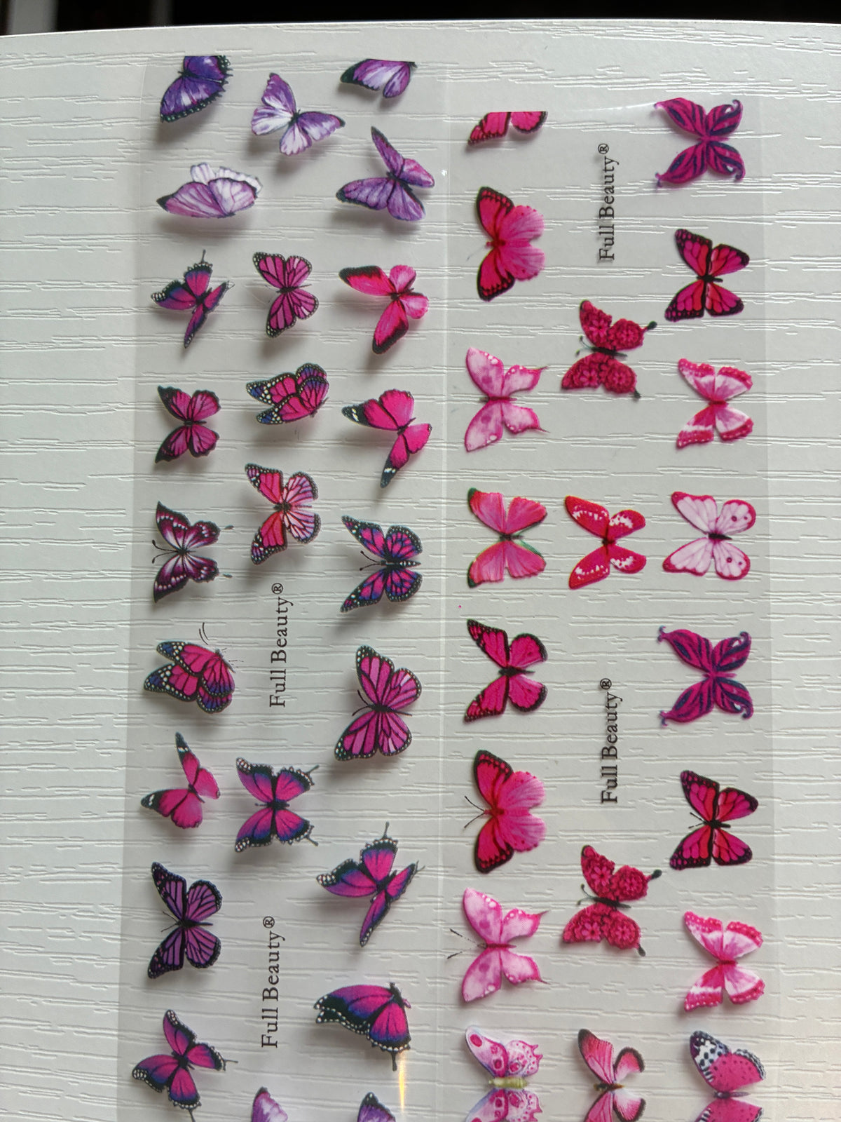Foils Nail Art – Papillons roses et mauves – Lot de 2