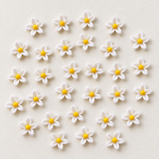 30 marguerites 3D blanches et jaunes pour nail art