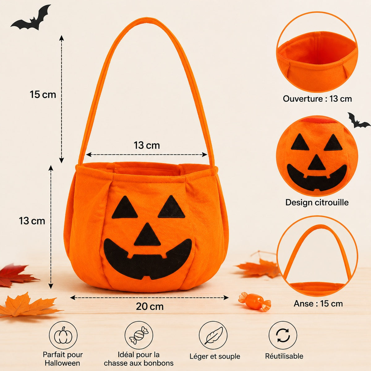 Petit sac à bonbons Citrouille – Halloween