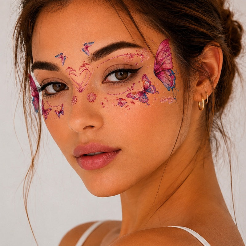Tatouage éphémère visage Papillons romantiques n°20